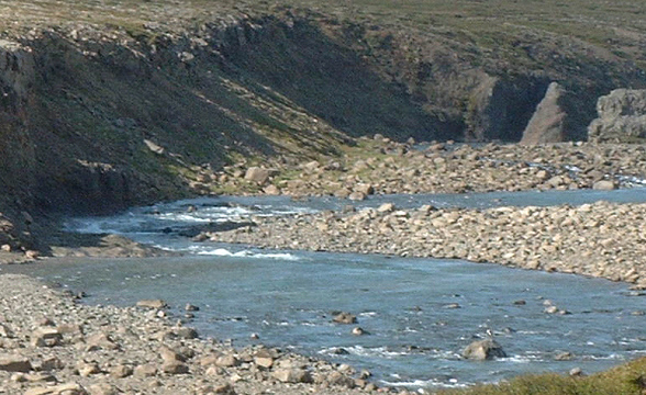 Fáskrúð í Dölum - Laxhylur fyrir miðri mynd og Breiðan efst til hægri